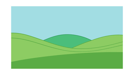 Obraz premium simple green hills landscape flat smooth design for web and graphic design