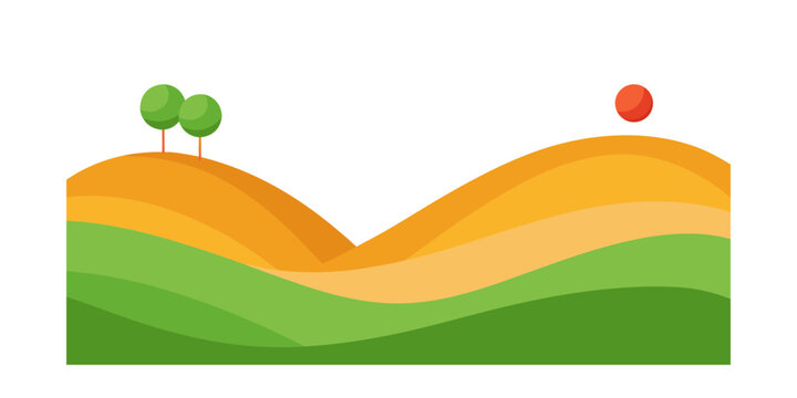 rolling hills with tiny spherical bushes for web and graphic design