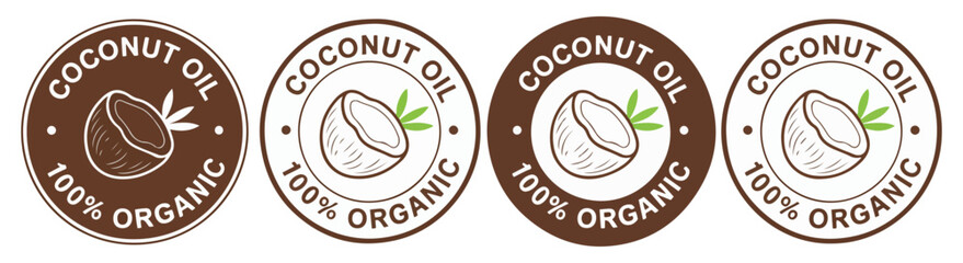 organic coconut oil icon set