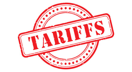 Red rubber stamp with the word tariffs in bold text on Transparent Background japanese style coming of age day concept