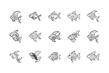 Obraz premium vector fish icons set for web and graphic design