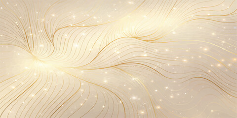 Abstract golden background with stars and blue water wave curves creates a liquid swirl texture vector illustration for a decorative wallpaper design © MdShakibAhamed