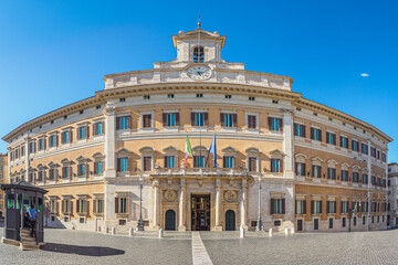 A detail view of Montecitorio the Parliament Palace in Rome