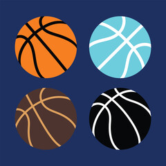Obraz premium Basketball sport ball and team game equipment colorful icons set vector