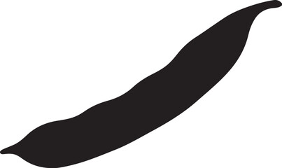  Black green bean silhouette with slight twisted curves, organic minimal form, white background