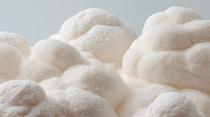 Cloud Dancer themed A close-up view of white, powdery, puffy clusters against a light background Colour of the Year 2026