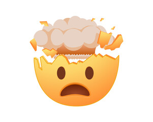 Mind Blown Emoji with Exploding Head isolated white background. Shocked face emoji vector mind explosion illustration