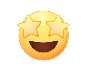 Star eyes excited happy emoji face starry star-struck. Starry eyed emoji. Love, excited emoji. Golden stars for eyes
