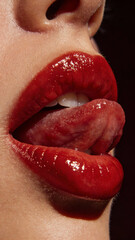 舌なめずりする女性の口元