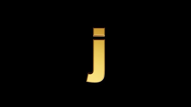Golden 3D Small English Alphabet Letter j 360 Rotating Loop Animation | Transparent Background. It is ideal for branding, logo animation, titles, intros motion graphics, and creative video projects.