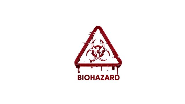 Red biohazard symbol dripping with blood on a white background danger warning