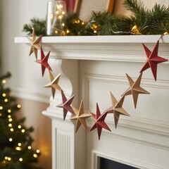 Handmade Paper Star Garland for Christmas Decor