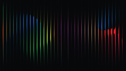 Vibrant multicolored vertical lines on a black background creating a dynamic visual effect with streaks of light. Resizable and Editable, EPS 10.