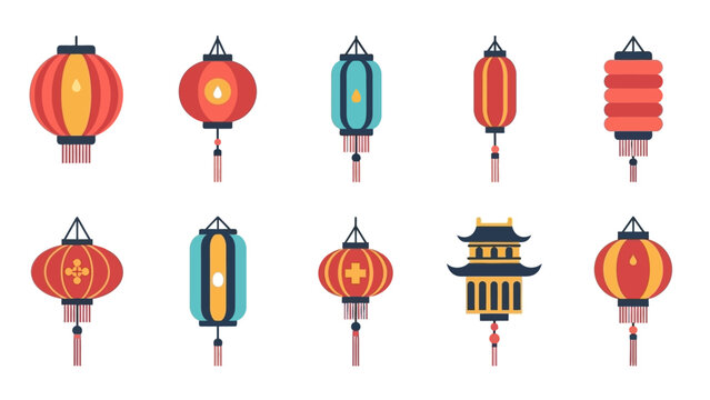 Collection of Traditional Chinese Lanterns Illustration.