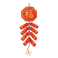 watercolor Chinese New Year firecrackers