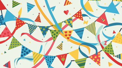 Obraz premium Colorful Party Streamers and Bunting Flags.