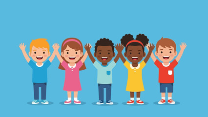 Fototapeta premium Diverse Group of Happy Children Standing Together.