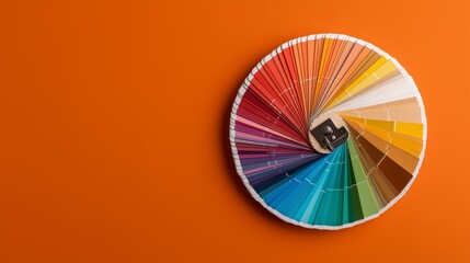 Color palette fan displaying various hues for graphic design and interior decoration