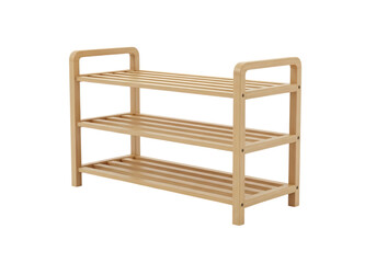 Wooden shoe rack isolated on transparent background