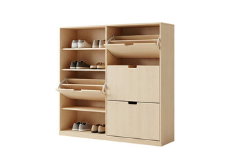 Modern shoe storage cabinet isolated on transparent background