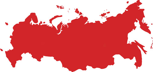Map of Russia in Bold Red Color: Creative Graphic Representation for Modern Design Projects © Vector Artist BD 
