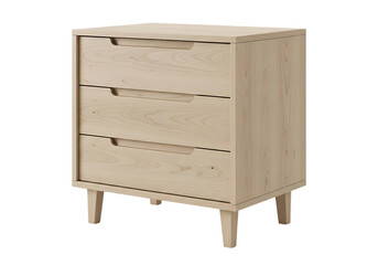 Modern wooden nightstand isolated on transparent background
