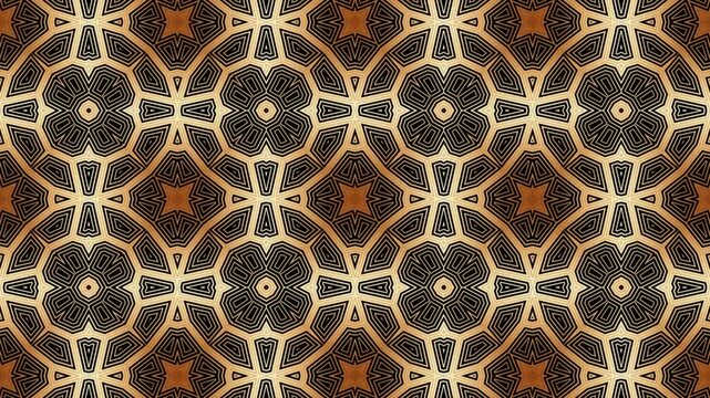 Elegant Geometric Kaleidoscope Background with Shifting Blue and Gold Patterns