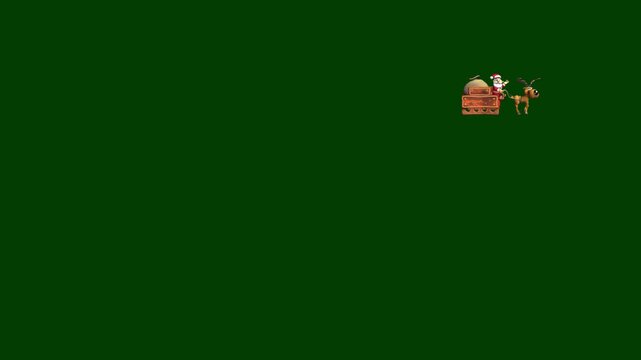 Santa Claus Sleigh Reindeer Pixel Art Animation on Green Background