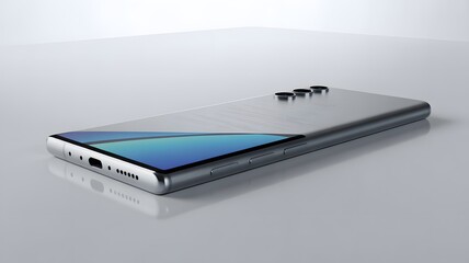 Sleek silver smartphone concept showcasing its modern edge design and triple camera module detail