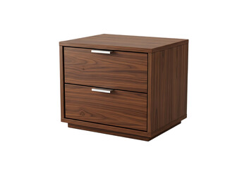 Modern wooden nightstand with drawers isolated on transparent background