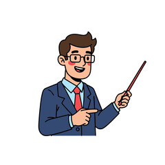 Teacher Pointing Illustration &ndash; Professional Instructor Presentation Vector Art