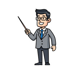 Teacher Pointing Illustration &ndash; Professional Instructor Presentation Vector Art