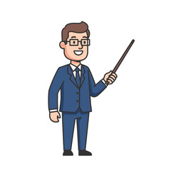 Teacher Pointing Illustration &ndash; Professional Instructor Presentation Vector Art