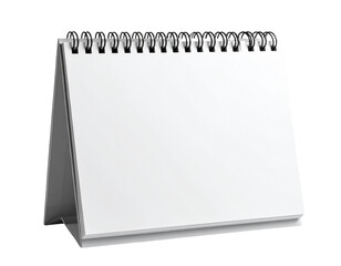  Minimal Blank Spiral-Bound Desk Calendar, Front View with Clean White Pages, isolated on transparent background