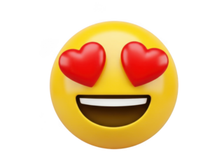 Smiling face with heart-eyes emoji isolated on transparent background