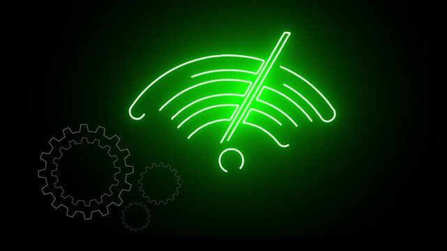 simple gear icon with wifi networking icon rotation animation 4k video on dark background hd video