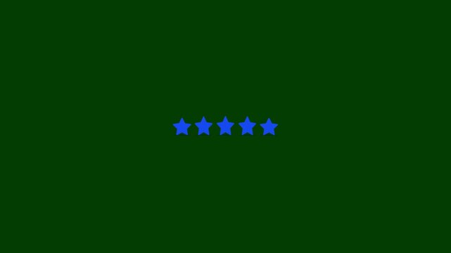 5 Star Rating Animation with Blue Stars Popping on Green Background