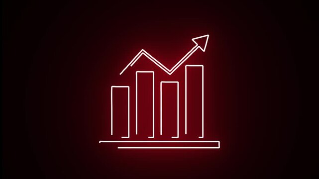 super cool business growth chart logo saber line effect 4k motion video on dark background