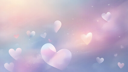 Pastel hearts on gradient background pink