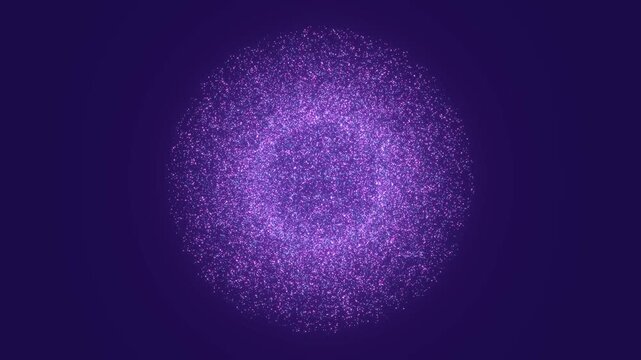 Abstract Purple Particle Sphere Rotating, Glowing Glitter Ball Animation, Futuristic Sci-Fi Energy Core