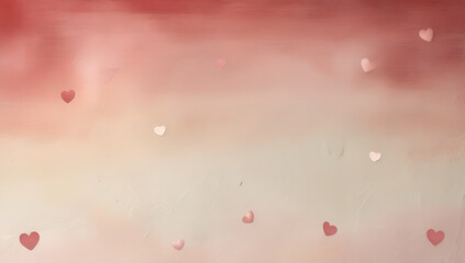 Pink and red hearts on gradient background