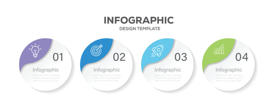 Business data visualization.  4 Step timeline infographic icons designed for abstract background template.