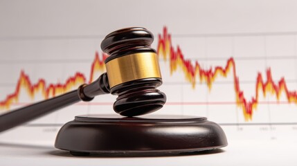 Judge's Gavel with Fluctuating Financial Chart Background - Economic Law and Market Regulation