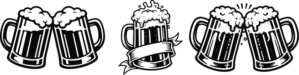 Beer mugs cartoon cheers