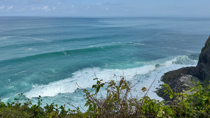 Beautiful landscape of cliff and the ocean at Bali, Indonesia