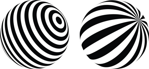 Black and white patterned spheres