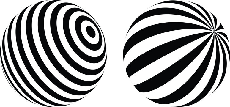 Black and white patterned spheres