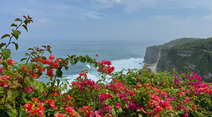 Beautiful landscape of cliff and the ocean at Bali, Indonesia