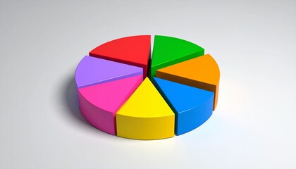3D Colorful Pie Chart with Ten Multi-Colored Segments for Data Visualization and Business Analysis