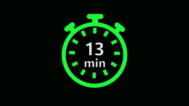 Clock face with countdown and numbers.0-25minutes timer clock animation. Countdown stopwatch and clock icon with 0-25minutes label for cooking, workout fitness, and time management. 4k video animation